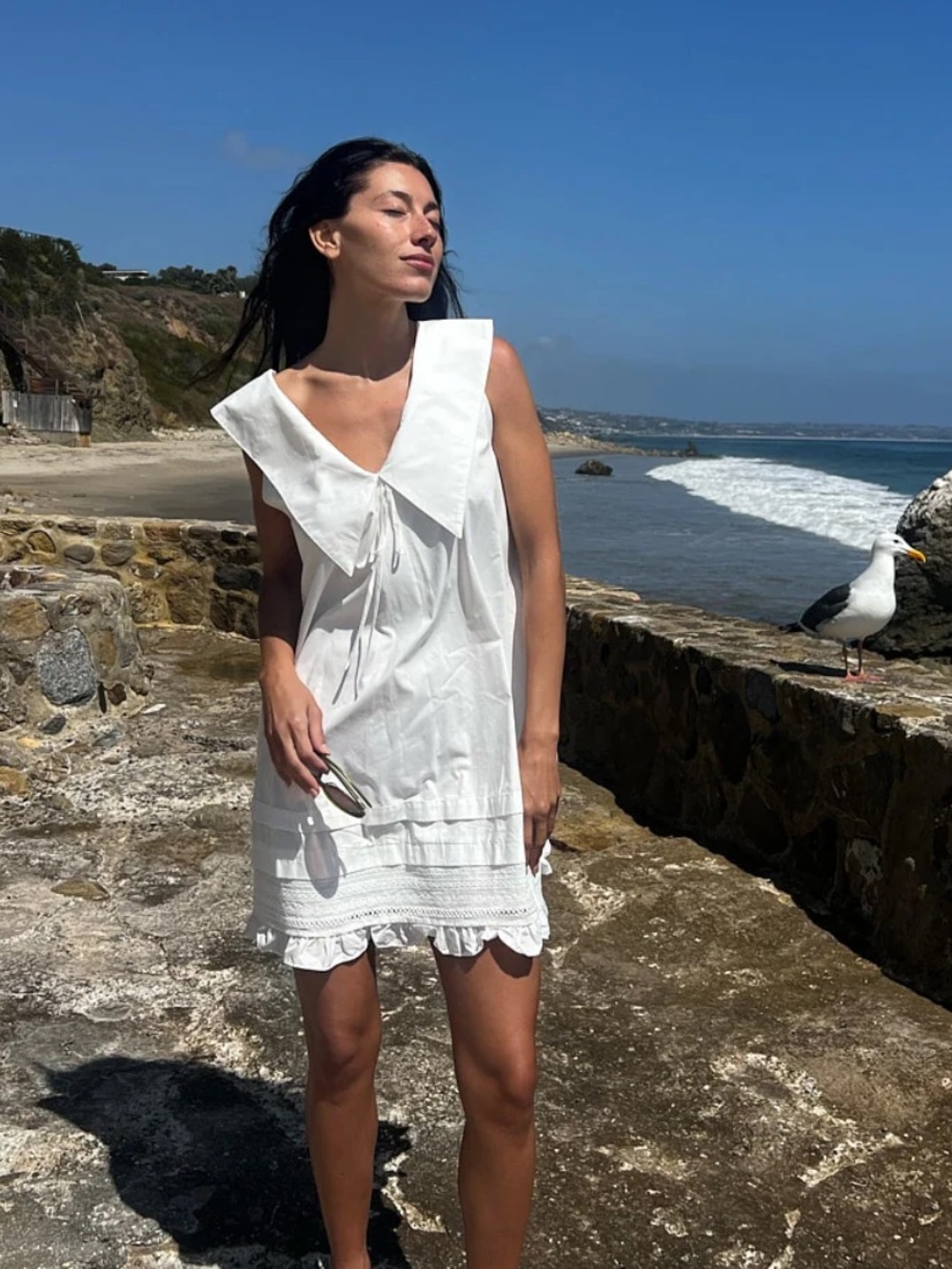 Lisa Says Gah White Sailor-Collar Mini Dress